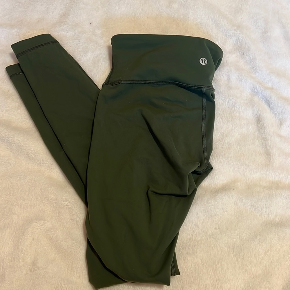 lululemon align olive green leggings, 4, 28”
